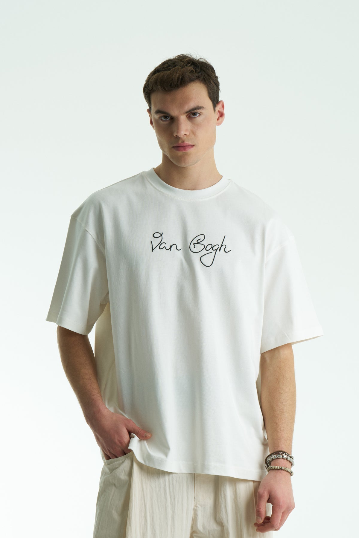 Ecru Oversized Van Gogh Graphic T-Shirt