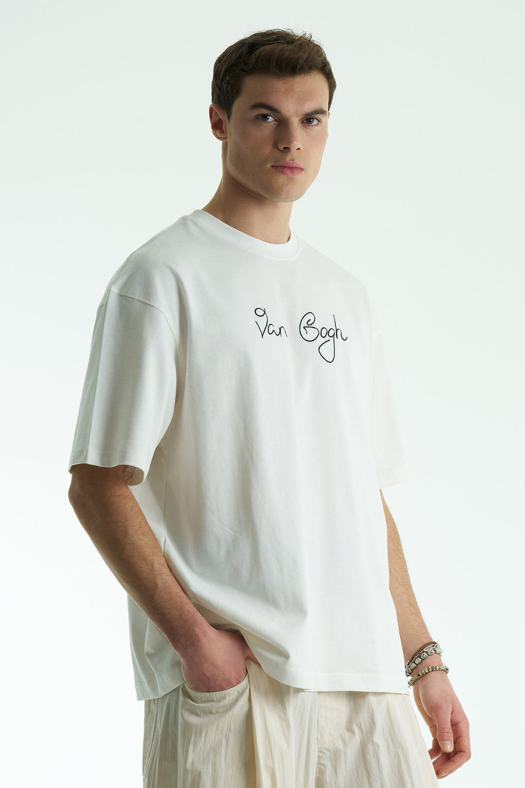 Ecru Oversized Van Gogh Graphic T-Shirt