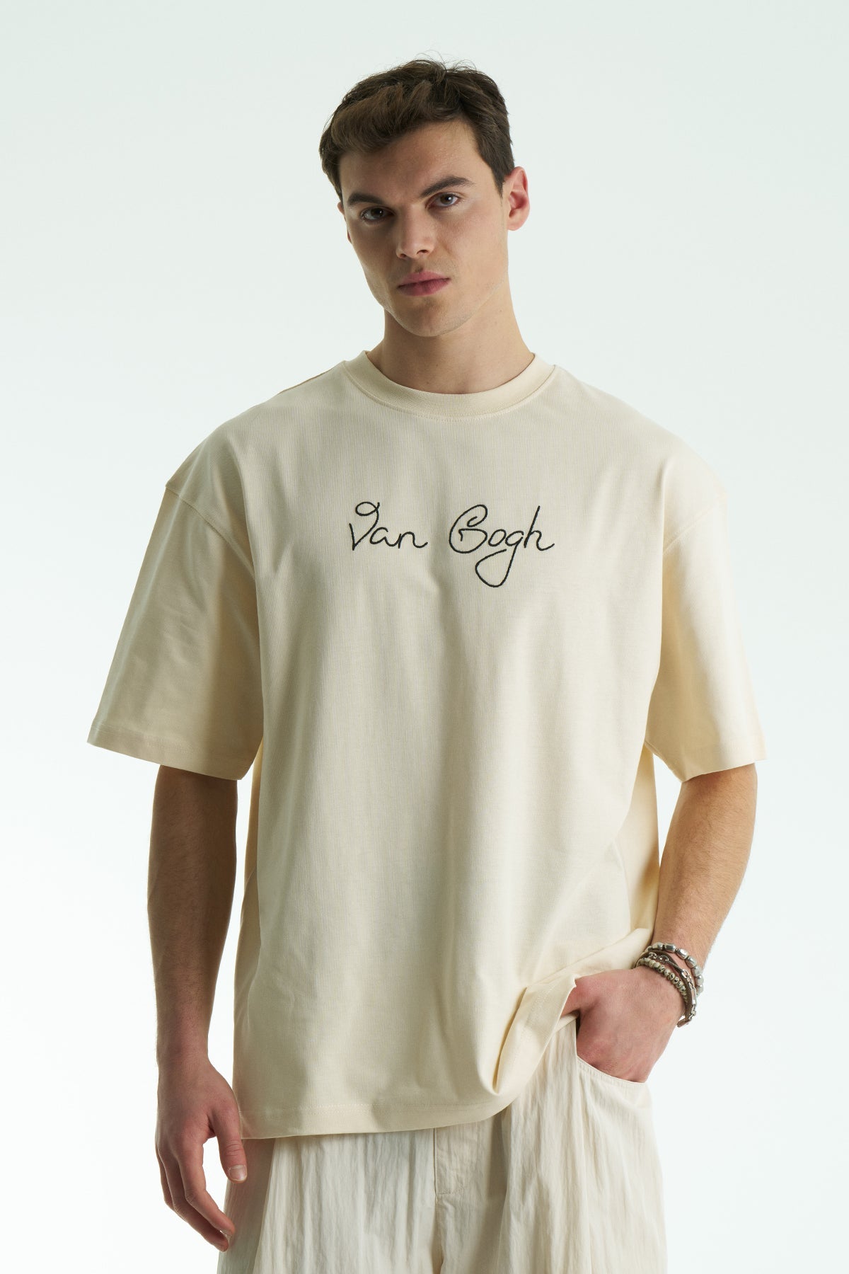 Ecru Oversized Van Gogh Graphic T-Shirt