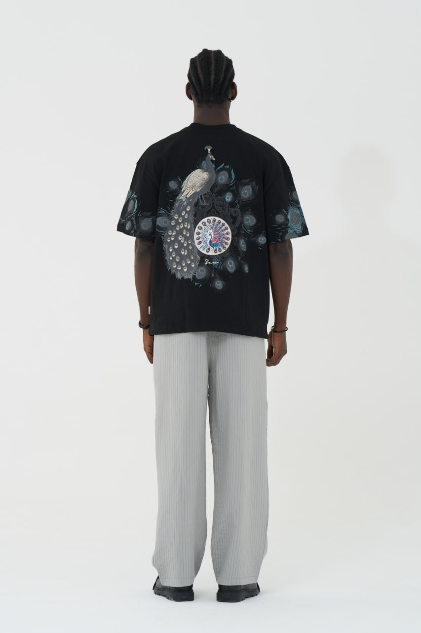 Oversized Peacock Graphic T-Shirt