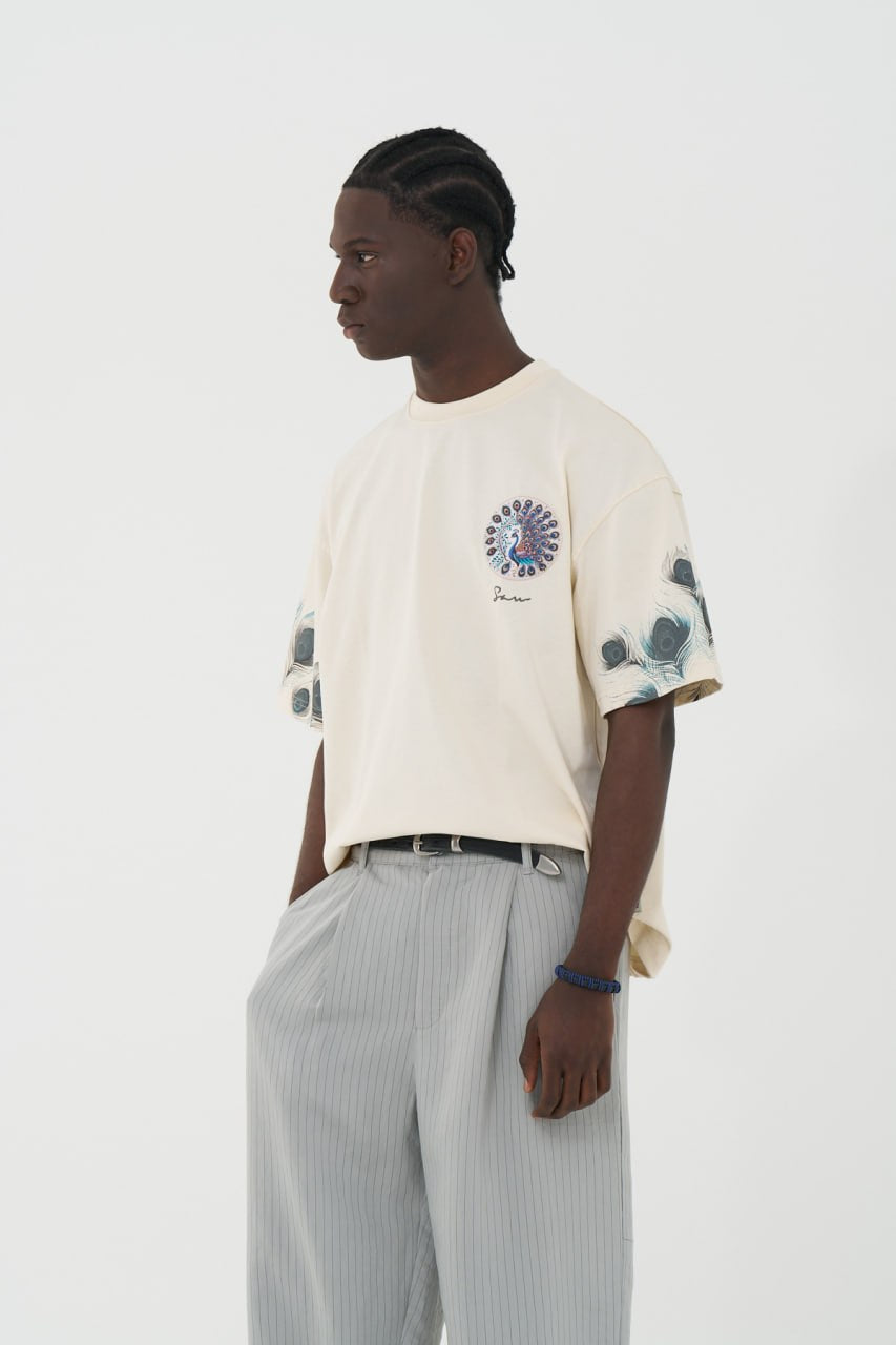 Oversized Peacock Graphic T-Shirt