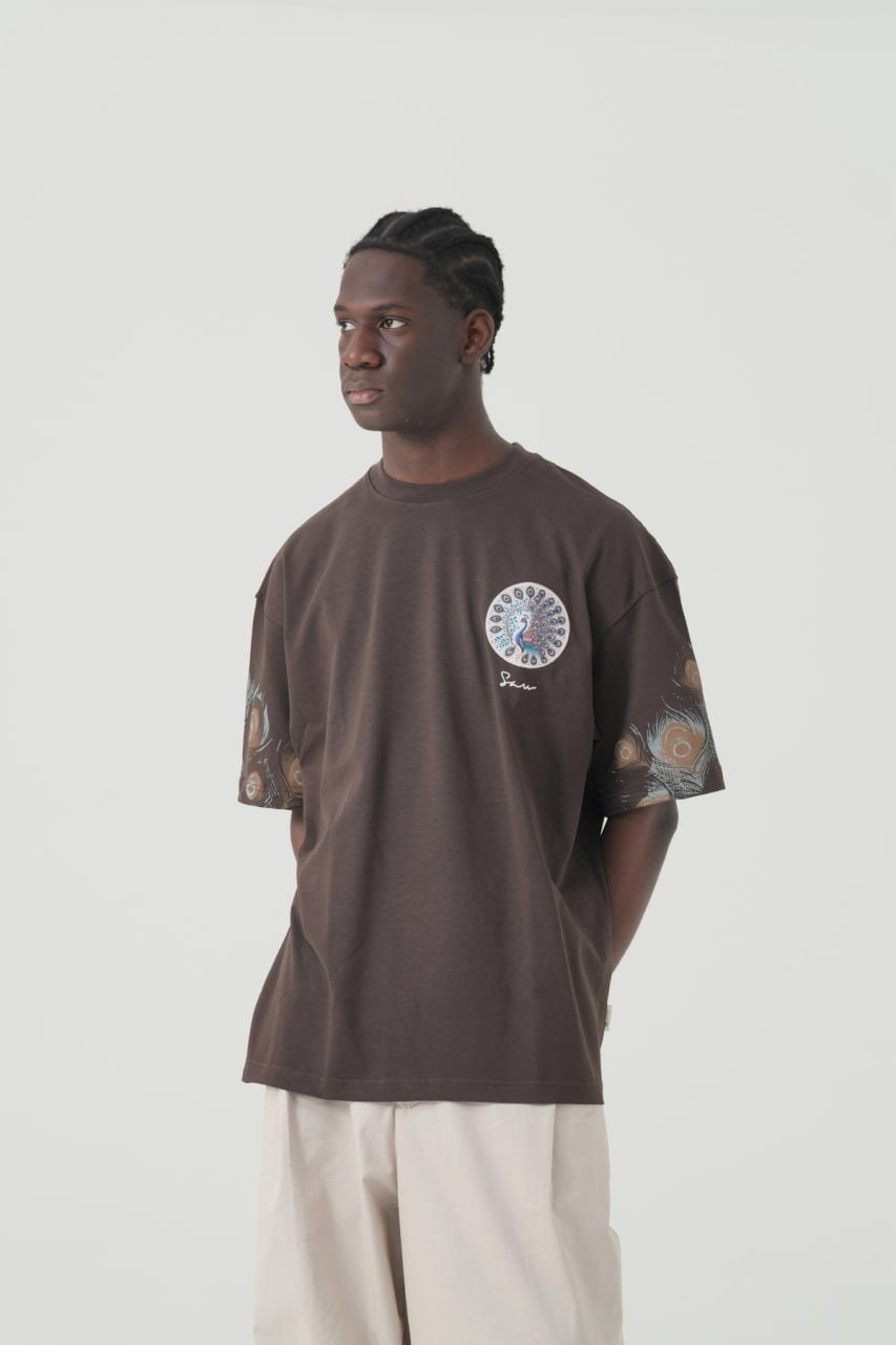 Oversized Peacock Graphic T-Shirt