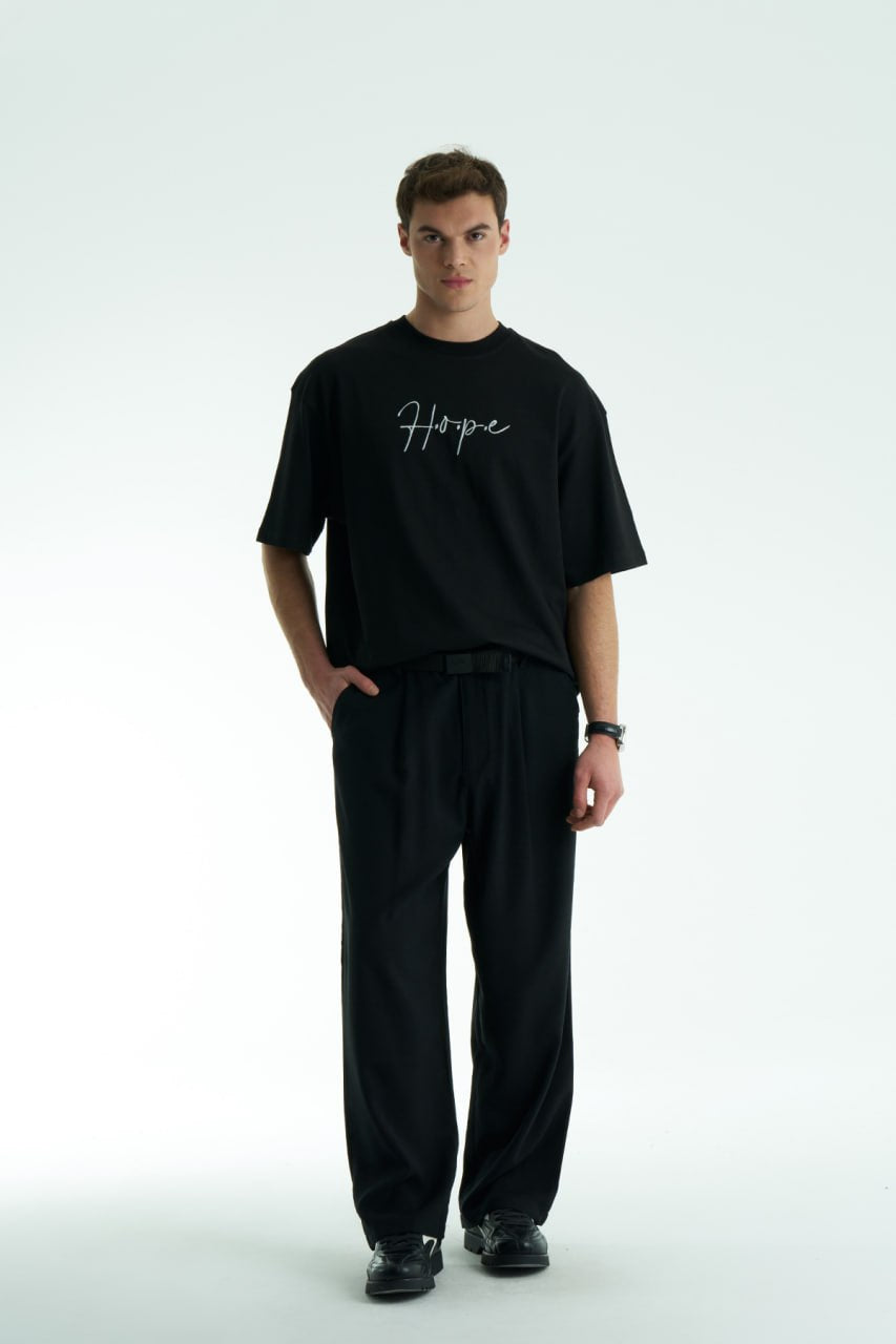 Oversized Rug Graphic T-Shirt with Embroidered Script Detail
