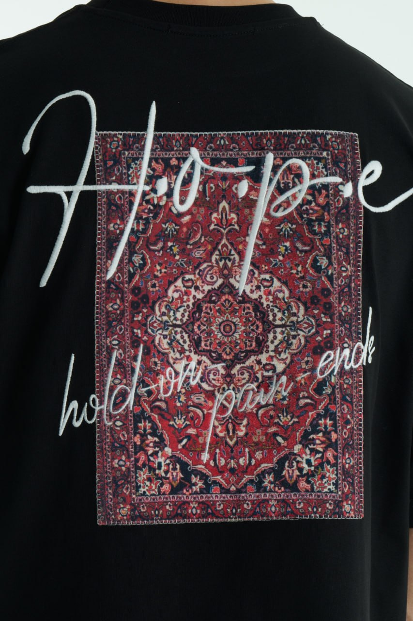 Oversized Rug Graphic T-Shirt with Embroidered Script Detail